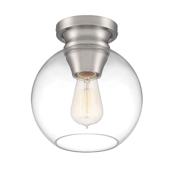 Evelyn 8 in. Contemporary Brushed Nickel Medium-Base (E26) Bulb Flush Mount for Kitchens