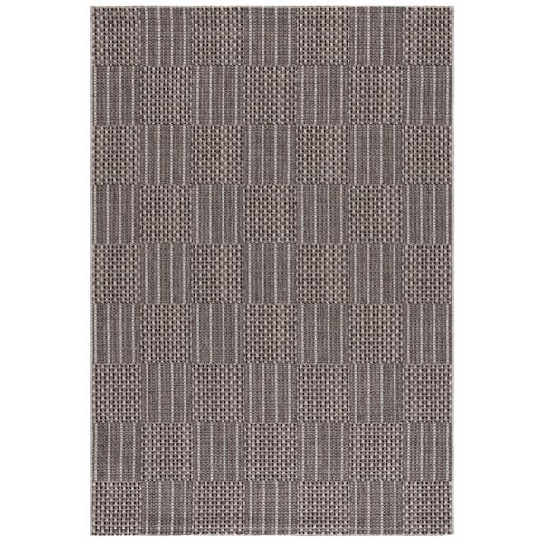 Sisal All-Weather Black/Gray 5 ft. x 8 ft. Striped Geometric Indoor/Outdoor Area Rug