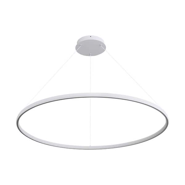 Golden Lighting - Veritas 1 light dimmable integrated LED Sand White Chandelier for Bedroom, Dining, Foyer, Hall, Kitchen, Living