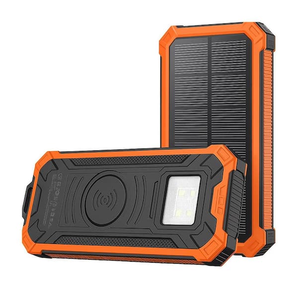20,000mAh Portable Solar Charger Power Bank with Wireless Charging and Dual Flashlight for Camping