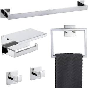 23.6 in. Wall Mounted, Towel Bar in Polished Chrome, 5-Piece