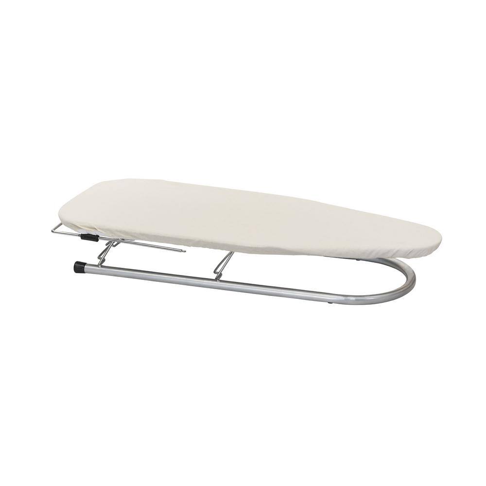 Compact Beige Steel Tabletop Ironing Board with Iron Rest