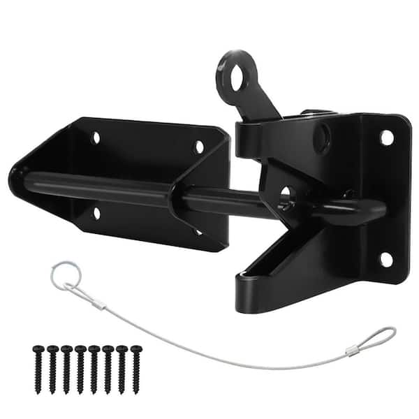 Automatic Gravity Lock Gate Latch Black Powder Coated Steel with Cable ...