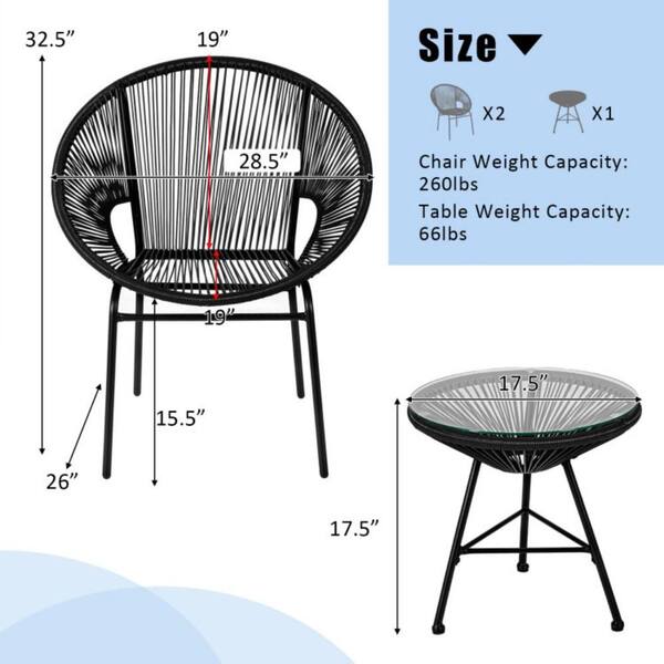 Kadehome 3-Piece Metal Outdoor Bistro Set KA-HW66981BK - The