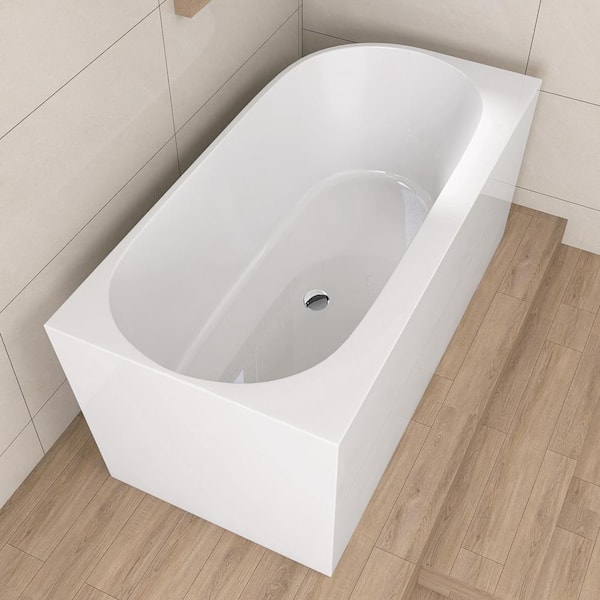 Zeafive 59 in. x 29.53 in. Freestanding Soaking Tub Left