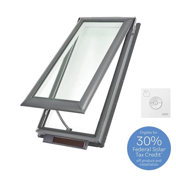 VELUX 30-1/16 x 45-3/4 in. Solar Powered Fresh Air Venting Deck-Mount Skylight with Laminated Low-E3 Glass