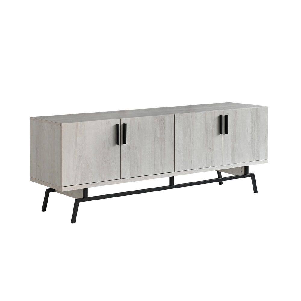 Furniture of America Tomfaul 60 in. White Oak TV Stand Fits TV's up to 65 in. with 2 Storage
