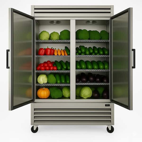 54 in. W 47cu. ft NSF Commercial 2-Door Reach in Upright Refrigerator in Stainless Steel