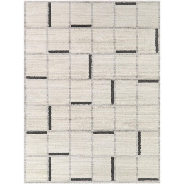 Bannerman Cream/Charcoal 5 ft. x 7 ft. Modern Geometric Area Rug