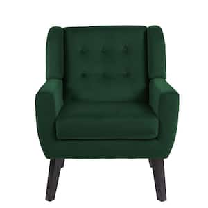 Retro Green Velvet Upholstery Arm Chair (Set of 1)