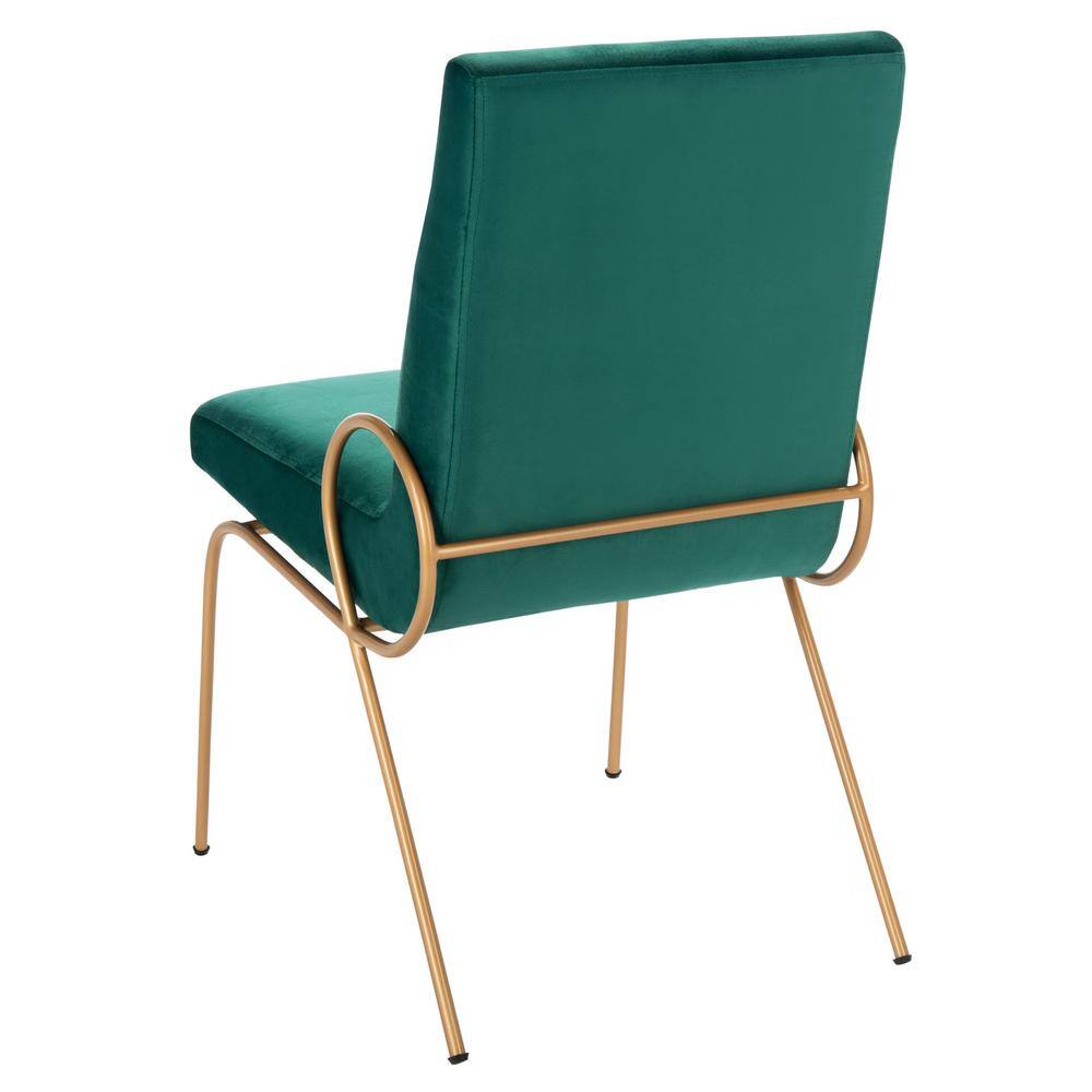 Emerald Velvet Upholstered Side Chair with Gold Metal Frame