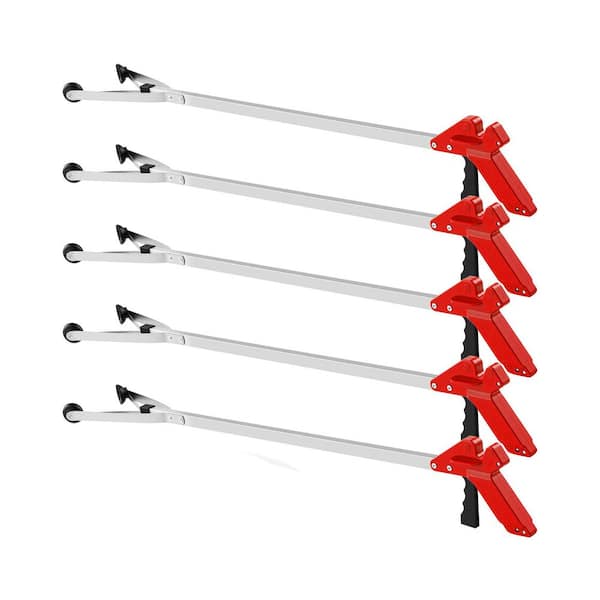 35 in. Suction Cup Reacher Grabber Tool Nonslip Long Arm Extension Trash Picker for Elderly 5 Pack Red