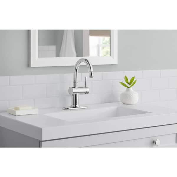 Dorind Single-Handle Single-Hole Pull-Down Bathroom Faucet in Polished Chrome