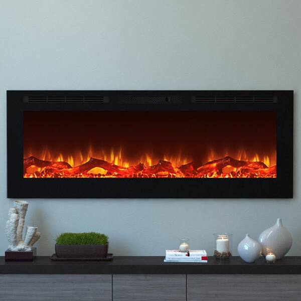 Moda Flame Cynergy 60 in. XL Log Electric Recessed Built-In Fireplace in Black