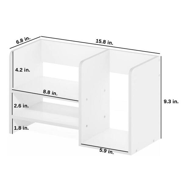 White 15.8 in. x 9.3 in. Wood Modern Desk Organizer Shelf, Set of