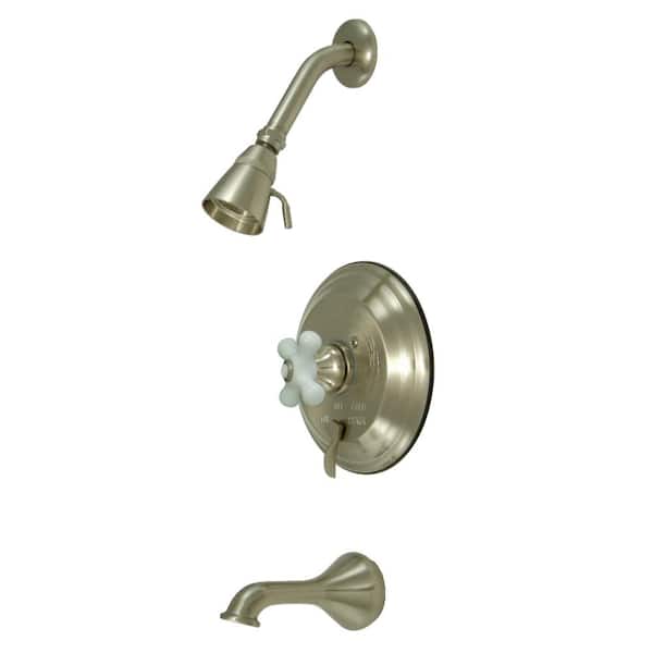 Kingston Brass Restoration Single Handle 1-Spray Tub and Shower Faucet 2 GPM with Pressure Balance in. Brushed Nickel