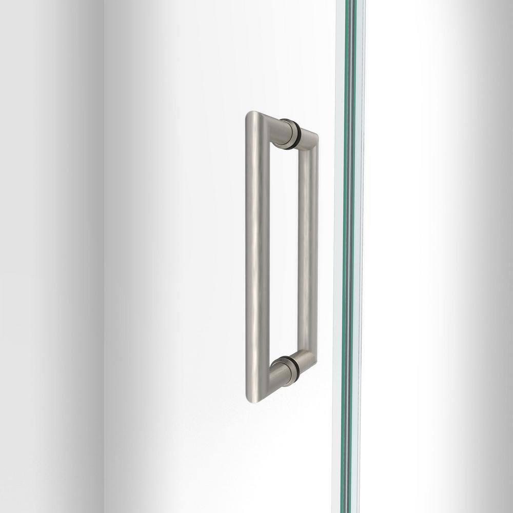 Unidoor-LS 42-43" Frameless Clear Glass Shower Door with Black Hardware