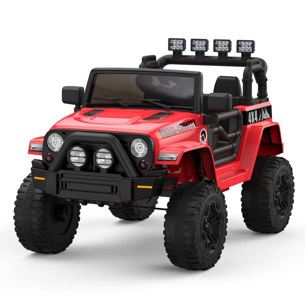10.2 in. 12V Powered Kids Ride on Truck Car with Remote Control, Music Player, LED Lights and Safe Brake, Red -  Garvee, HDTPTO_0YQHUA0K