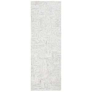 Micro-Loop Light Grey/Ivory 2 ft. x 5 ft. Striped Gradient Runner Rug