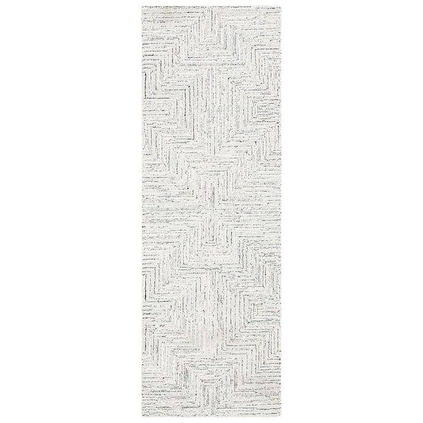 SAFAVIEH Micro-Loop Light Grey/Ivory 2 ft. x 5 ft. Striped Gradient Runner Rug