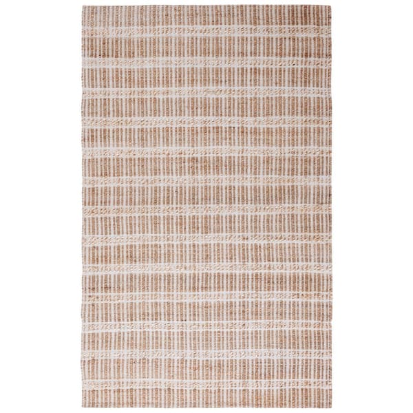 Natural Fiber 9 ft. x 12 ft. Ivory/Natural Striped Woven Area Rug