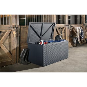 4 ft. D x 2 ft. W x 2 ft. H 134 HDG Steel Spacemaker Deck Box in Anthracite with Corrugated Floor and Pneumatic Lift