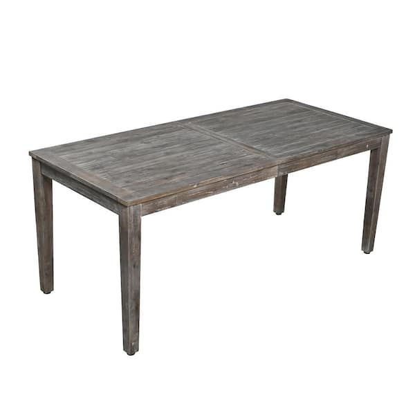 Xzkai 7-Piece Wood Rectangular Outdoor Dining Set in Gray