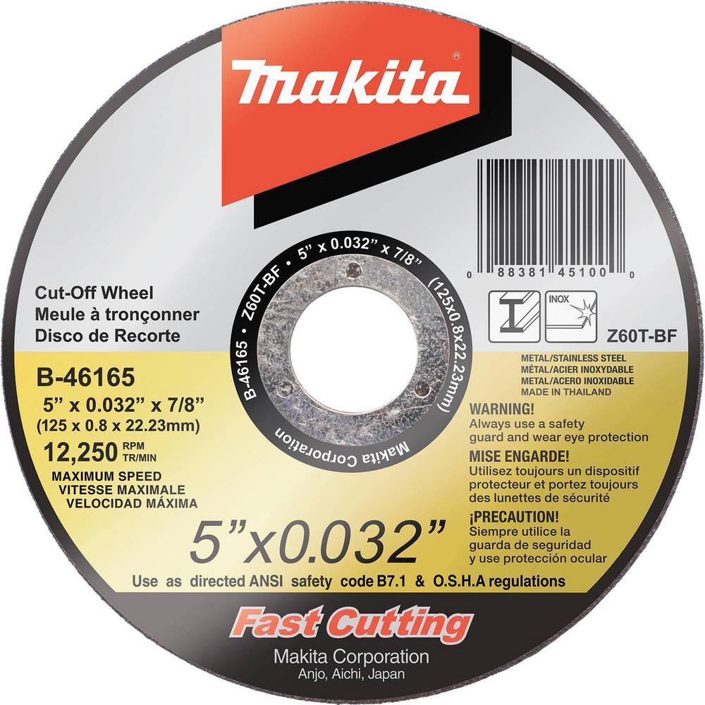 5 in. x .032 in. 7/8 in. Ultra Thin Stainless Cut-Off Wheel B-46165-25 - The Home Depot