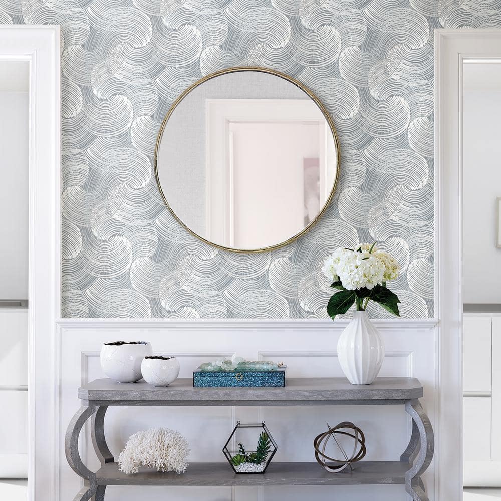 Slate Swirling Geometric Non-woven Wallpaper Roll