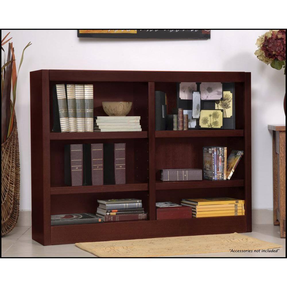 Eco-Friendly Cherry Wood Double Wide Adjustable Bookcase