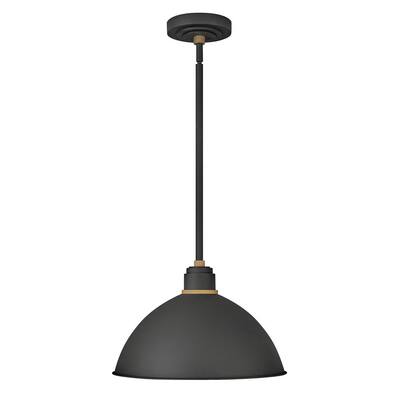 Foundry Textured Black 1-Light Outdoor Barn Pendant Light