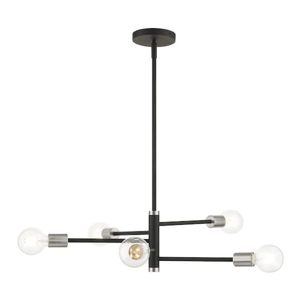 AVIANCE LIGHTING Wormack 5-Light Black Chandelier with Brushed Nickel Accents