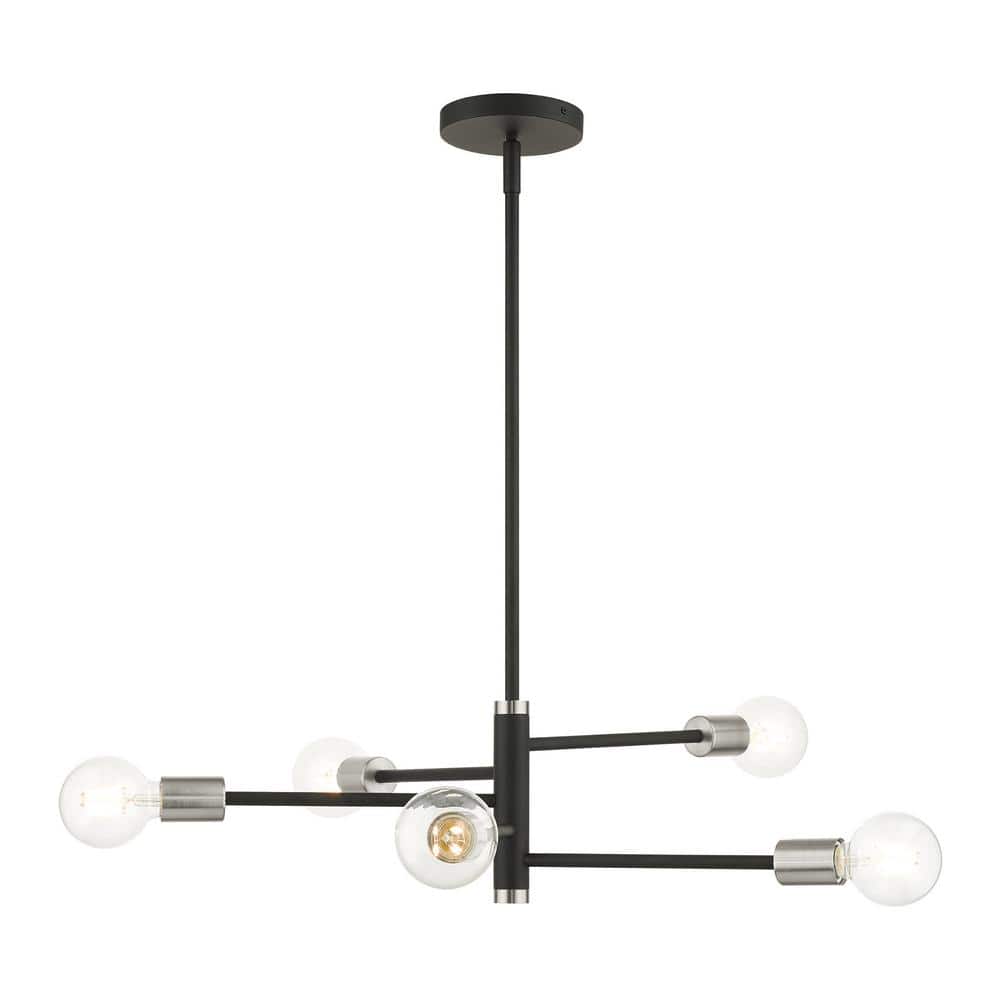 Bannister 5-Light Asymmetrical Black and Nickel Chandelier
