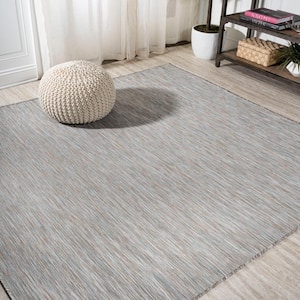 Ethan Modern Flatweave Gray 6 ft. 7 in. Solid Square Indoor/Outdoor Area Rug