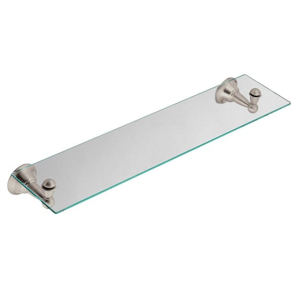 MOEN Sage 22 in. W Glass Bath Shelf in Spot Resist Brushed Nickel