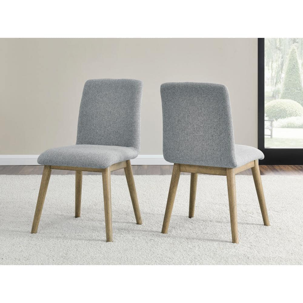 Vida Gray Upholstered Side Chair with Solid Wood Legs