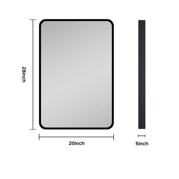 20 in. W x 28 in. H Rectangular Surface or Recessed Mount Black 