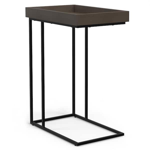 Gallagher SOLID MANGO WOOD and Metal 12 in. Wide Rectangle Industrial C Side Table in Walnut Brown, Fully Assembled