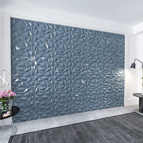 Diamond Embossed 19.7 in. x 19.7 in. PVC 3D Wall Panel in Gray for Interior Decor (28.5 sq. ft.)