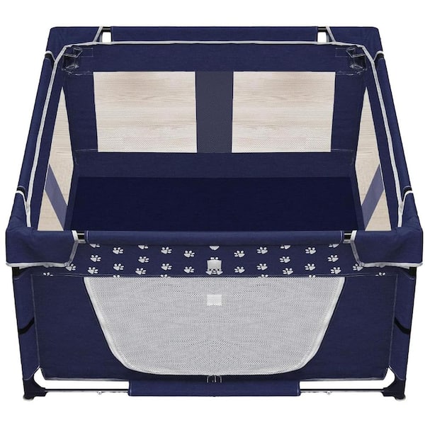 Large Dog Playpen 43.3 x 43.3 in. with Zipper Gate Thickened Oxford Fabric Fence for Small Pets Indoor Outdoor Use