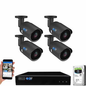 8-Channel 8MP 1TB NVR Security Camera System 4 Wired Bullet Cameras 2.8mm Fixed Lens Human/Vehicle Detection Mic