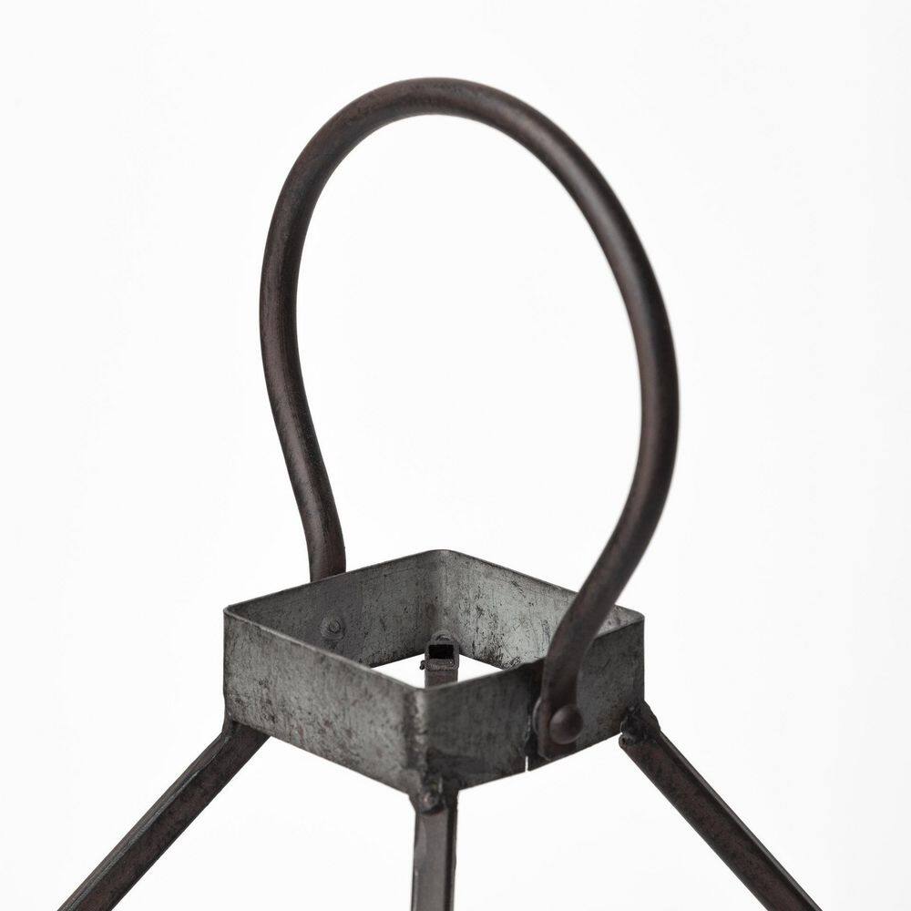 Rustic Black Metal and Glass Hanging Candle Lantern