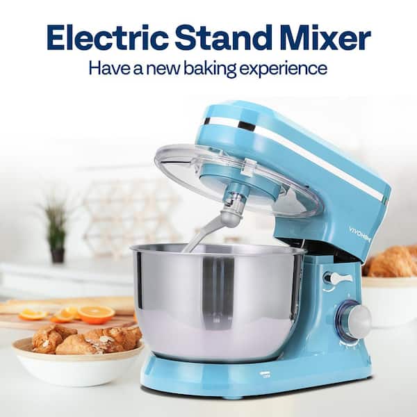 VIVOHOME 8-Speed Blue Stainless Steel Stand Mixer 380-Watt