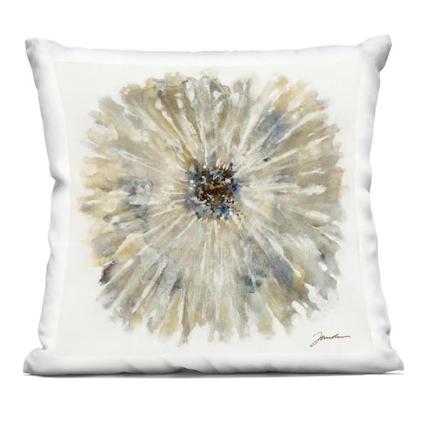 Neutral Rustic Abstract Flower Beige Abstract Polyester 18 in. x 18 in. Throw Pillow