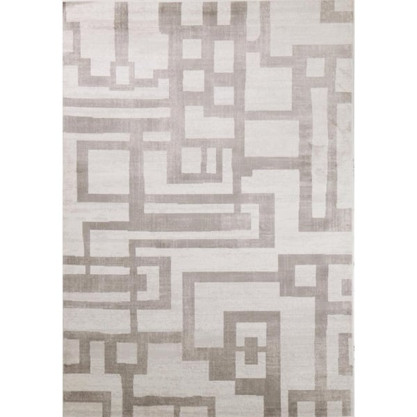 BASHIAN Ashland Ivory/Beige 9 ft. x 12 ft. (8 ft. 6 in. x 11 ft. 6 in.) Geometric Contemporary Area Rug