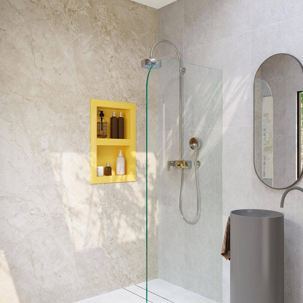 Yellow Stainless Steel Double Shelf Wall Niche for Shower