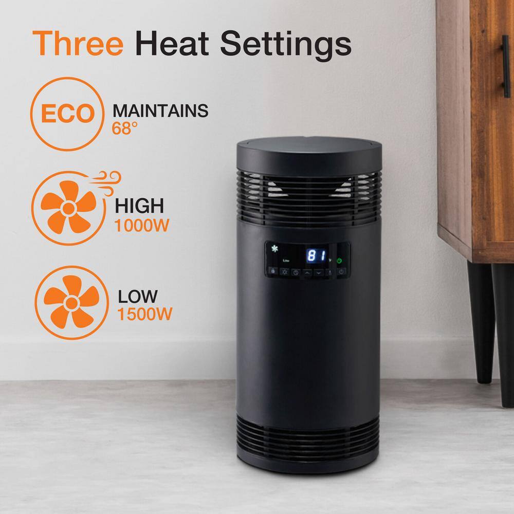Black Ceramic Electric Tower Heater with Thermostat and Remote Control