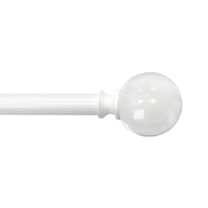36 in. - 66 in. Adjustable Single Curtain Rod 3/4 in. Dia. in White with Acrylic Ball finials