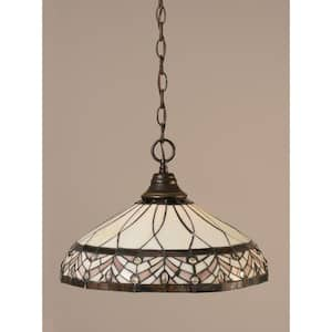 Kingston 100-Watt 1-Light Dark Granite Bowl Mini Pendant Light with Glass Shade