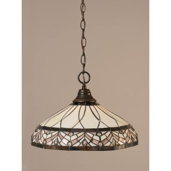 Unbranded Kingston 100-Watt 1-Light Dark Granite Bowl Mini Pendant Light with Glass Shade